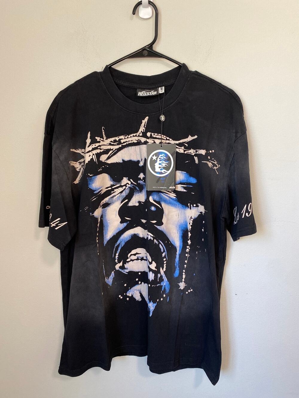 New Hellstar Men's Jesus Wept Graphic T-Shirt, Size Large